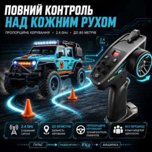 Машинка на радіокеруванні ZLL SG206 PRO 1:20 Blue – RC позашляховик 4WD, металева рама, незалежна підвіска, LED-підсвічування, до 40 км/год, до 30 хвилин, до 80 м. Photo 3